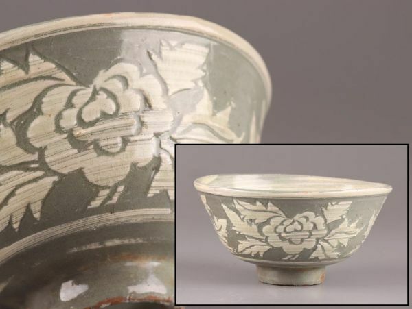 古美術 朝鮮古陶磁器 李朝 掻き落とし 鉢 時代物 極上品 初だし品 C6070