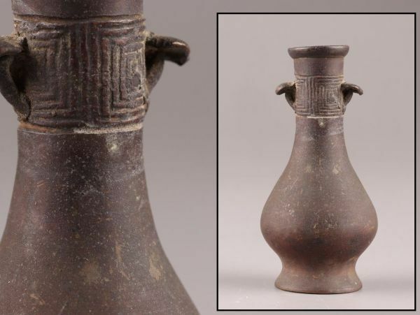 中国古玩 唐物 古銅造 花瓶 時代物 極上品 初だし品 C6196