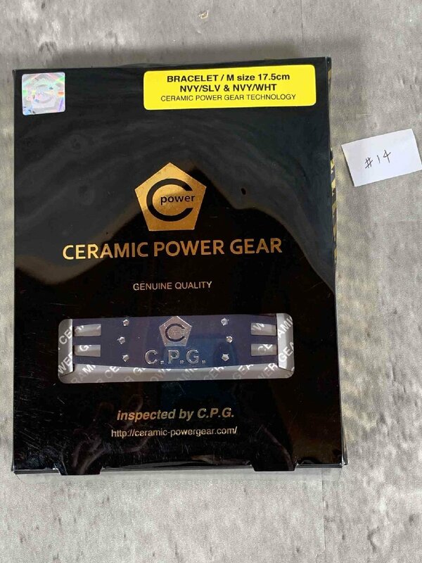 【美品】CERAMIC POWER GEAR　セラミックパワーギア ブレスレット C.P.G　Mサイズ17.5㎝　ネイビー　#14【送料無料】