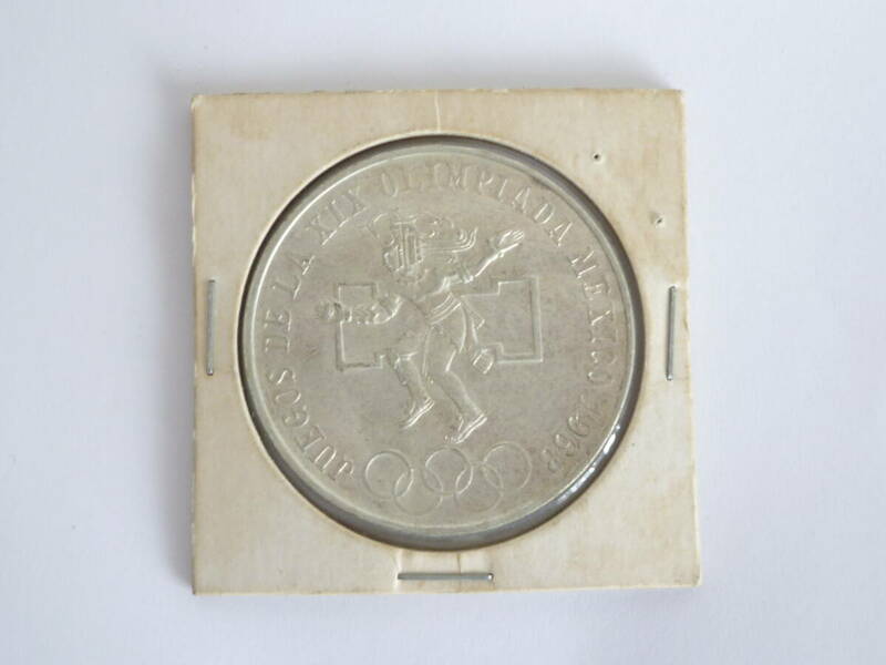 62999◆記念硬貨 メキシコ オリンピック 銀貨 25ペソ 1968年 直径:約38mm MEXICO OLYMPIC 25PESOS 五輪◆