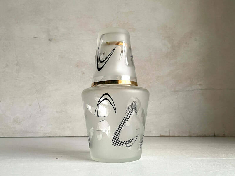 [9618]冠水瓶 ミッドセンチュリー アールデコ デキャンタ タンブラー グラス ヴィンテージ食器 アトミックデザイン 