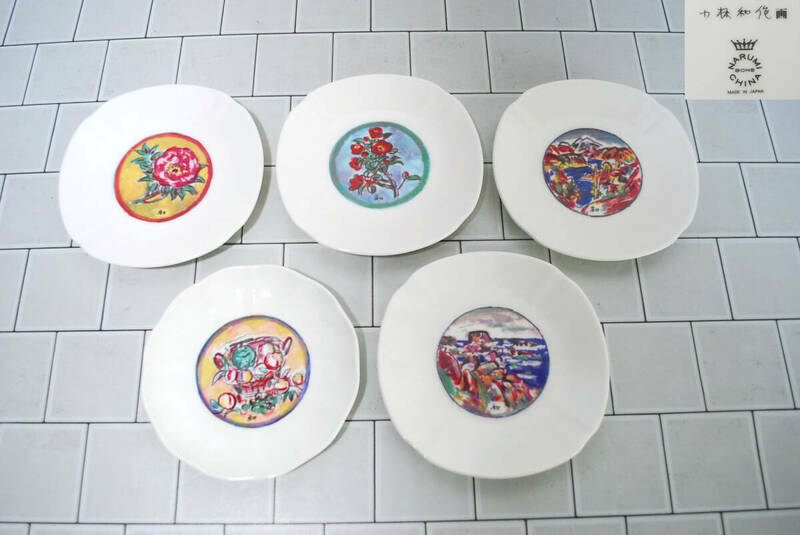 NARUMI BONE CHINA ナルミ　小林和作 画 銘々皿 小皿 4+1枚　合計5枚 /検索用 アンティーク【05102】