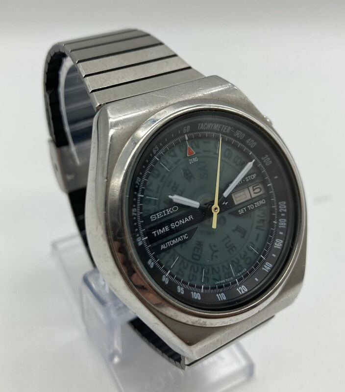 稼働品 SEIKO セイコー TIME SONAR タイムソナー 7015-6010 裏スケ 自動巻き メンズ 腕時計 デイデイト 希少 ビンテージ