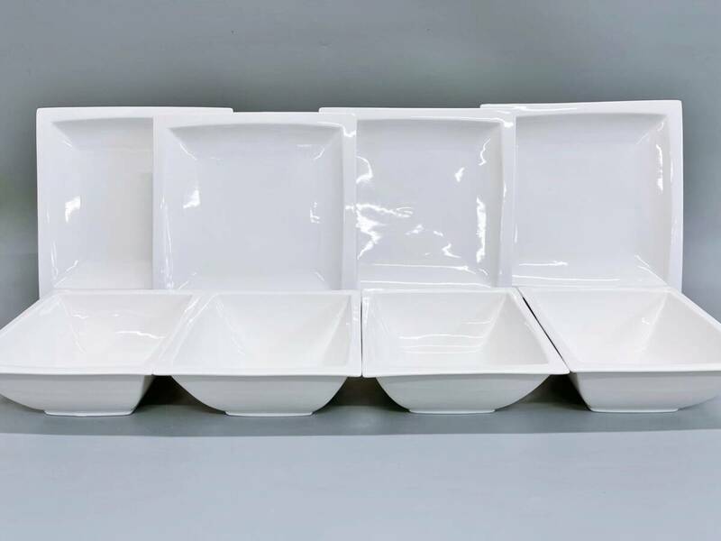 展示品 食器8点セット プレート 平皿 角皿 大皿 深鉢 鉢 深皿 お皿 取皿 食器 ホワイト 白 シンプル 
