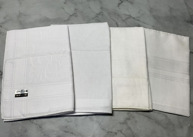 白いハンカチ　４枚セット/ジャガード織など/長期保管品/未使用