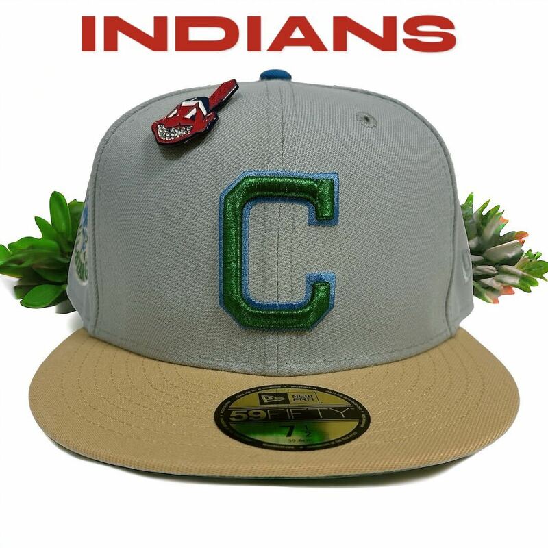 新品71/2 インディアンス　ワフー酋長ピンズ付き　ニューエラ　59FIFTY NEW ERA INDIANS