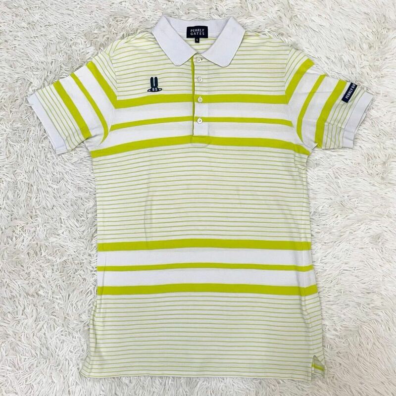 PEARLY GATES【美品】半袖 ポロシャツ 黄 Lサイズ位 5 パーリー ゲイツ golf ゴルフ ゴルフウェア ロゴ メンズ