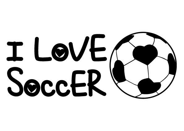 ★サッカー好きな方に♪ i love soccer サッカーボール　カッティングステッカー (c_r)♪