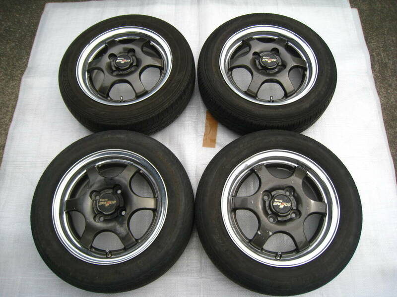 ★ Racing SPARCO クリムソン レーシングスパルコ Ｎ１ ♪ 4.5J +45 ? ♪ PCD 100 ♪ (155/65R13) ☆ 4本 ガンメタ ☆ ＵＳＥＤ