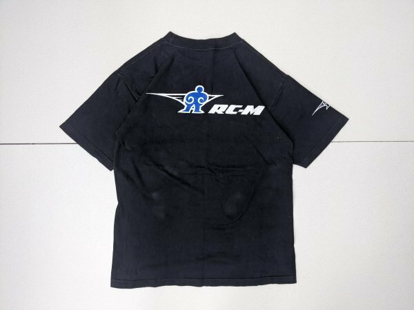 4．USA製 Murina デカロゴ プリント RC-M 半袖 Tシャツ メンズM 黒青白 アメリカ製 米国製x601