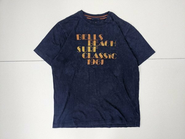 17．StBernard CASUAL WEAR デカロゴ プリント 半袖 Tシャツ サーフ ストリート Y2K メンズM 紺オレンジx601