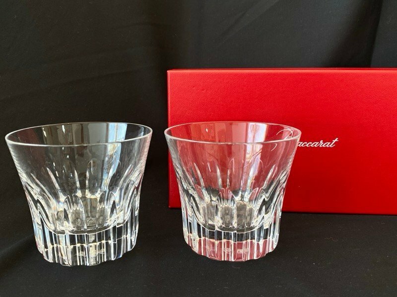 美品 Baccarat ロックグラス グラスジャパン インテリア 箱付き ペアグラス　2客 バカラ ☆ちょこオク☆80