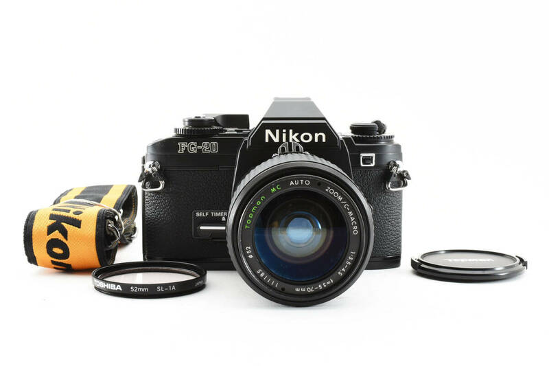 3616 【ジャンク】 Nikon FG-20 SLR Black +Topman MC Auto 35-70mm f3.5-4.5 ニコン MFフィルムカメラ MFズームレンズ 0509