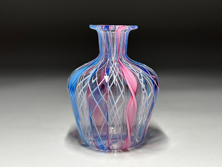 【瑞】ベネチアンガラス瓶　小型　花瓶　高：６．３ｃｍ