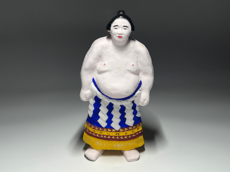 【瑞】日本人形 （秋田市八橋土人形 ）郷土玩具　相撲　力士　民芸品　 高：２３．４ｃｍ