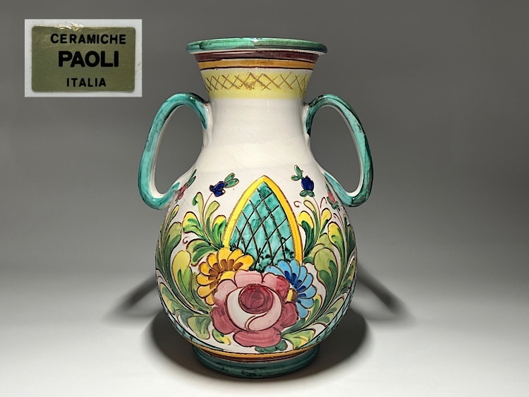 【瑞】イタリア製　CERAMICHE PAOLI ITALIA パオリ花瓶 フラワーベース　陶器