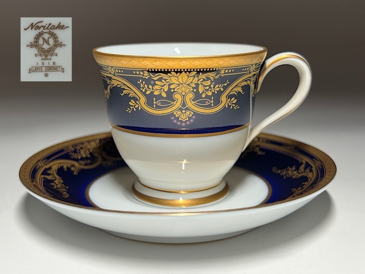 【瑞】ノリタケNoritake　LAPIS CORONET　瑠璃金彩　デミタスカップ＆ソーサー