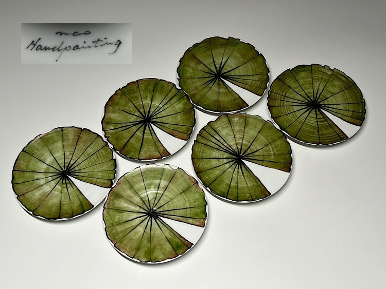 【瑞】陶磁製　ハンドペイント　平皿　小皿６枚　径：１０．２ｃｍ