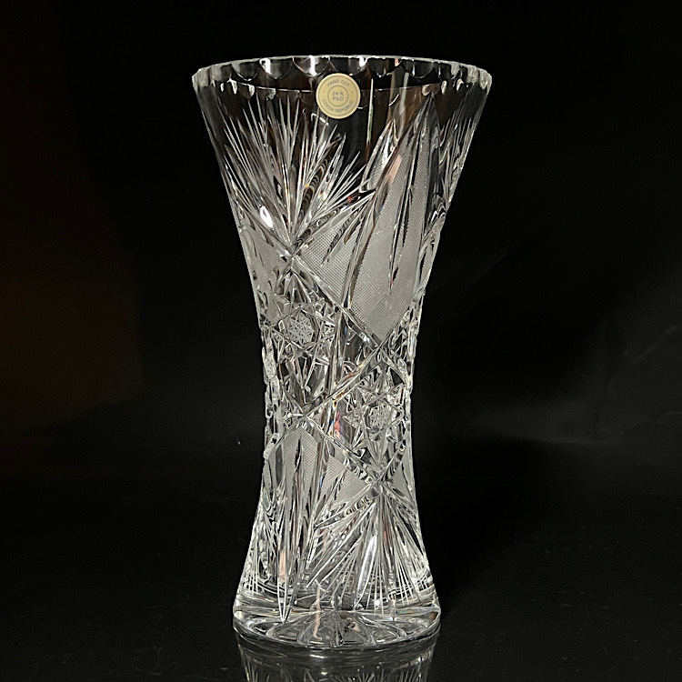 【瑞】ボヘミア　bohemia ハンドカットガラス　花瓶　