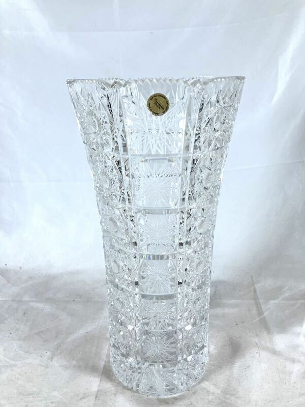 Pasabahce パサバチェ　フラワーベース　花瓶 花器 クリスタルガラス/トルコ製/高さ約30cm/直径約14.8cm/重さ約3.42kg/インテリア/05-0021