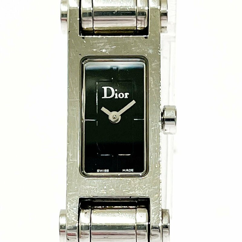 【1円スタート】Christian Dior クリスチャンディオール D104-100 スクエア SS ブラック文字盤 クオーツ レディース腕時計 276981