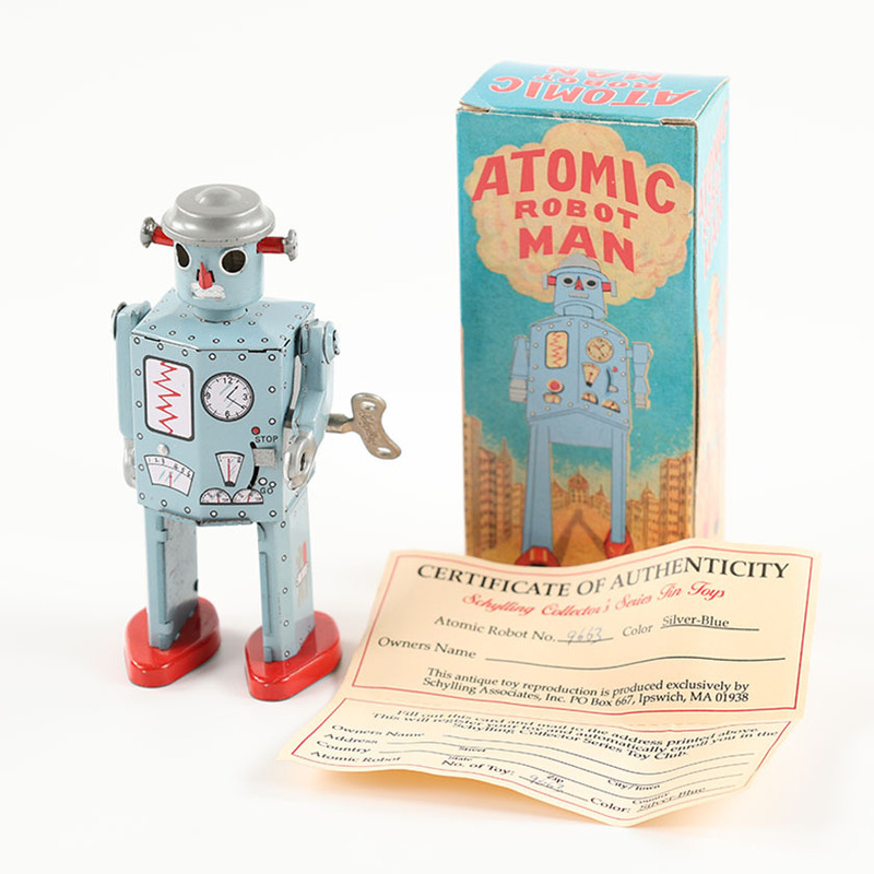 Atomic Robot Man アトミック・ロボットマン シルバー・ブルー 復刻品 箱あり 動作確認済み 証明書付き（ジャンク商品）
