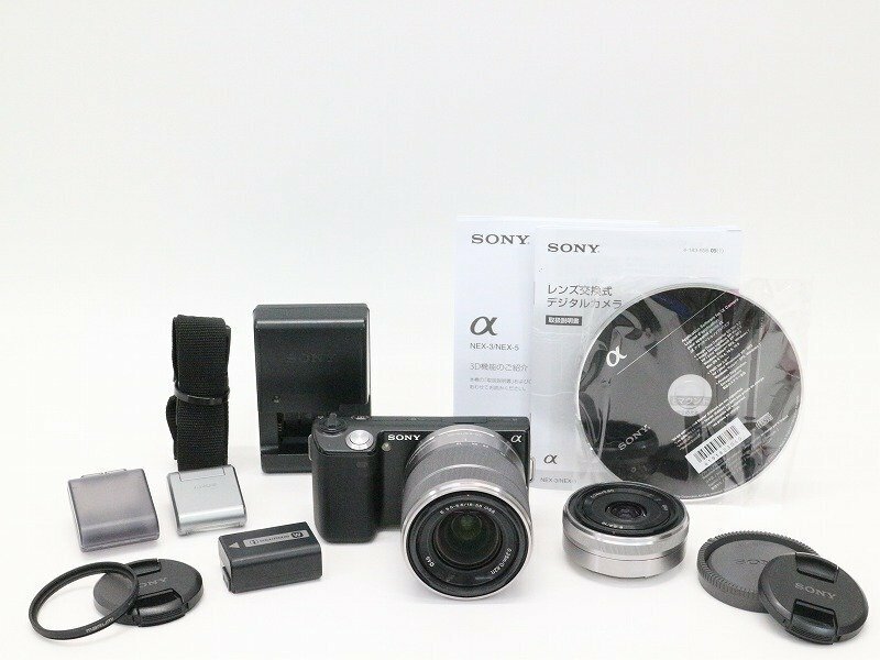 ●○【総シャッター数8500回以下】SONY NEX-5/18-55mm F3.5-5.6/16mm ミラーレス 一眼カメラ Eマウント ソニー F2.8○●02542400