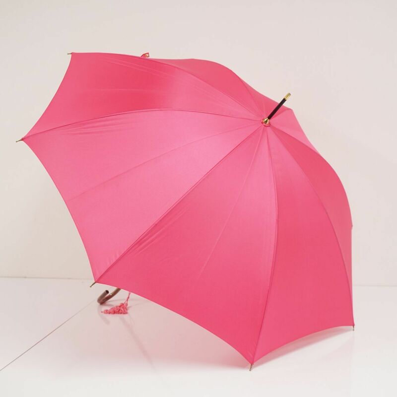 傘 WAKAO ワカオ USED品 シンプル ピンク 無地 高級 日本製 富士絹 55cm S0739