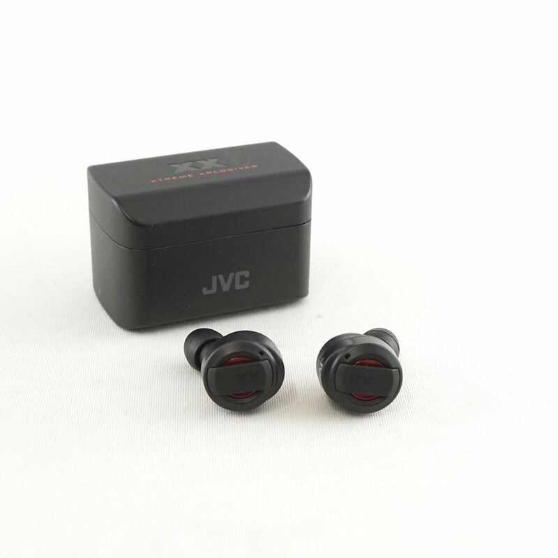 JVC ケンウッド HA-XC72T 完全ワイヤレスイヤホン USED美品 ノイズキャンセリング 外音取込 防水 防塵 IP55 マイク レッド 完動品 V0564