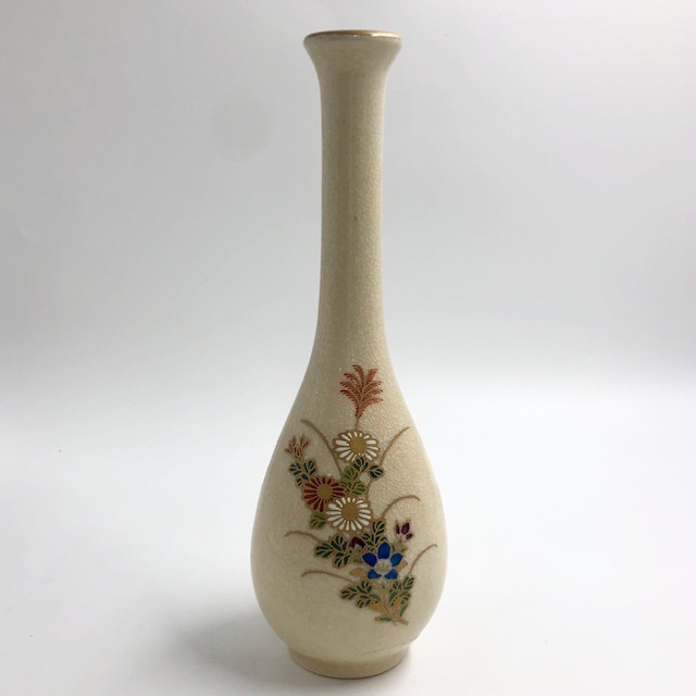 C991 薩摩焼 花瓶 一輪挿し 陶器 金彩色錦手 花入 フラワーベース 伝統工芸 