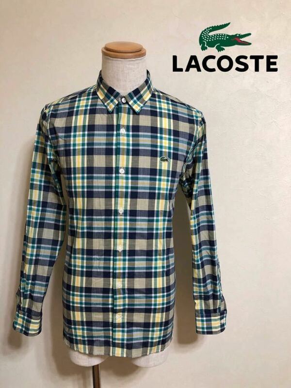 【美品】 LACOSTE LIVE ラコステ ボタンダウン チェック柄 シャツ トップス USサイズM 175/84A 長袖 CH5937