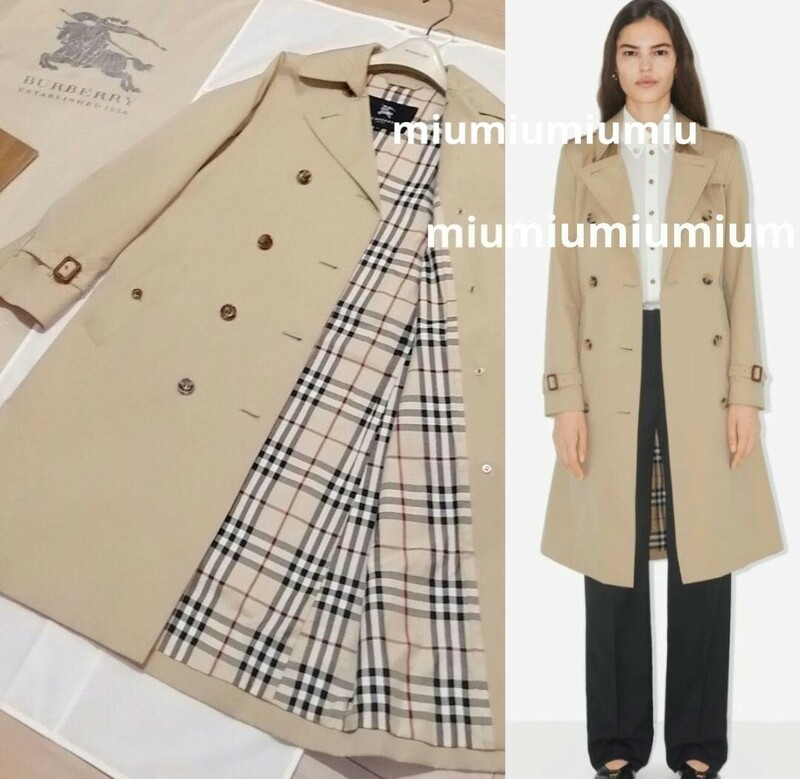 最終価格●本物上質●　バーバリーロンドン　BURBERRY　LONDON　トレンチコート　ベージュ　ハニーベージュ　ノバチェック　ロング丈　M L