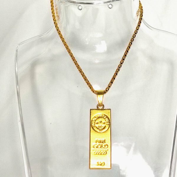 未鑑定品 メンズ レディース ネックレス インゴット 総重量20.5g 鍍金 necklace Gold 18k Gold Plated チェーンネックレス