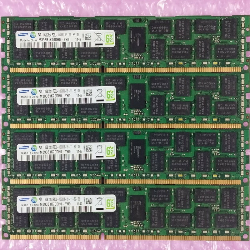 【動作確認済】SAMSUNG DDR3-1333 計32GB (8GB×4枚セット) PC3L-10600R ECC Registered RIMM メモリ / 在庫5