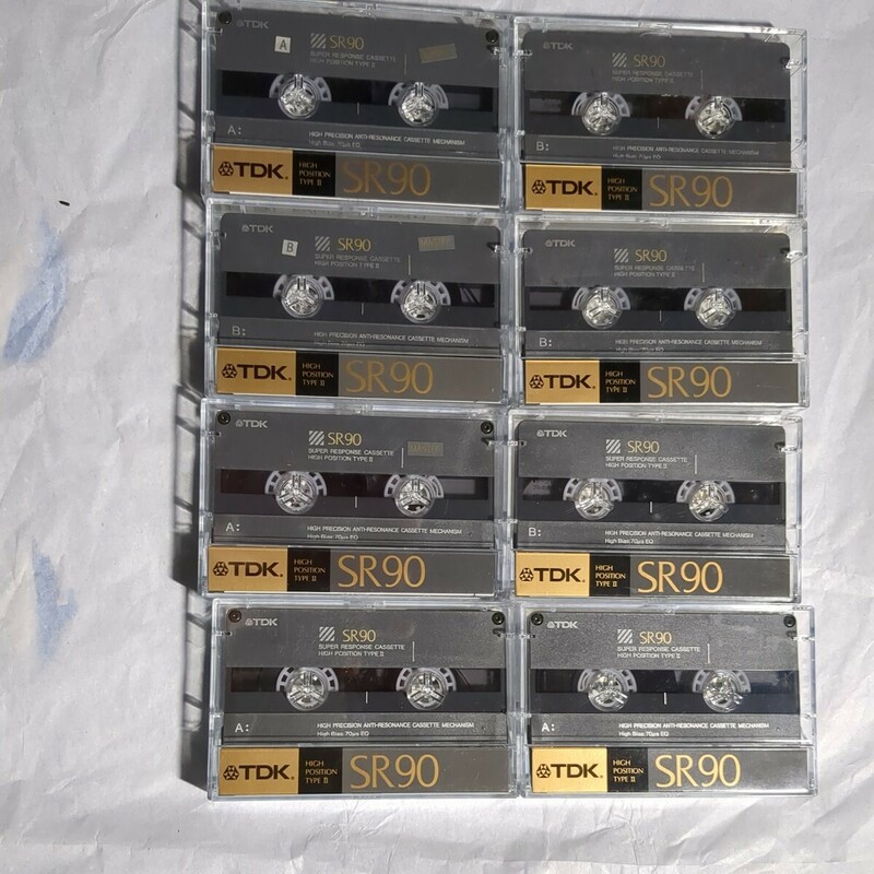 ジャンク　TDK　使用済み　中古　カセットテープ　SR 90　計8本　当時物　昭和レトロ　ハイポジション