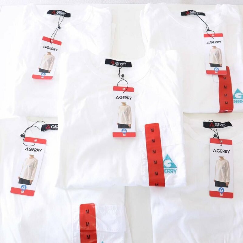 【新品5枚セット】GERRY ジェリー 長袖Tシャツ Mサイズ メンズ ロンT 白 ホワイト 刺繍ロゴ★826h19