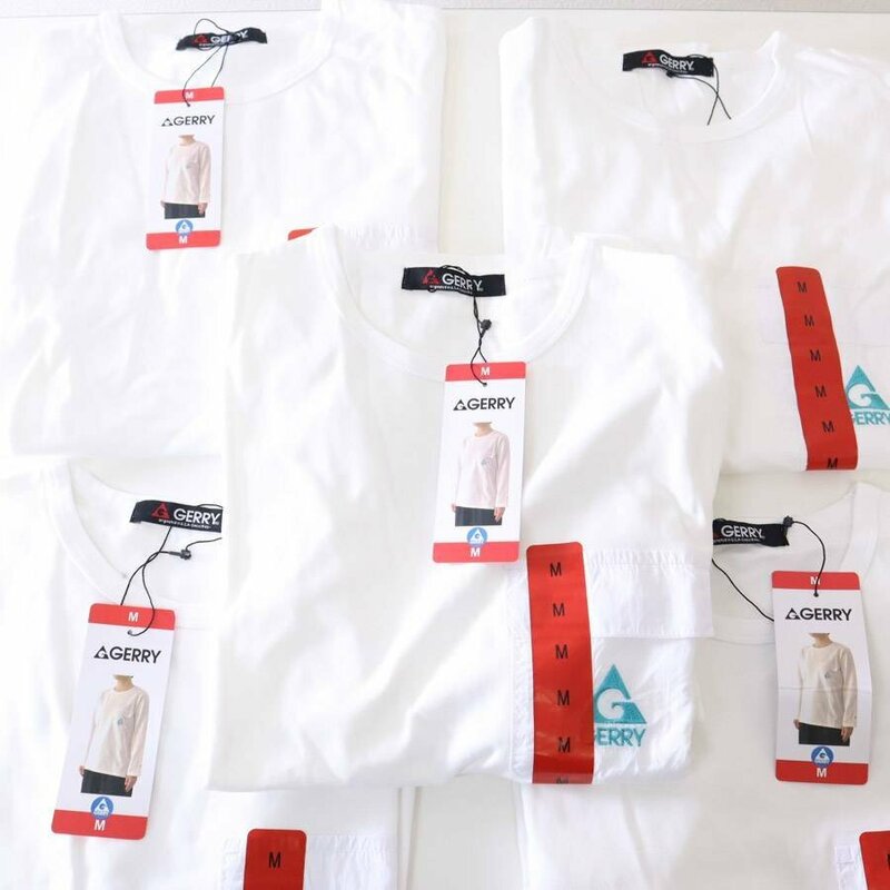 【新品5枚セット】GERRY ジェリー 長袖Tシャツ Mサイズ メンズ ロンT 白 ホワイト 刺繍ロゴ★826h18