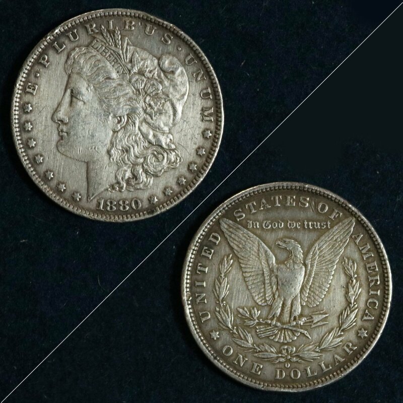 アメリカ・1880年モルガン1ドル銀貨 x 1枚　