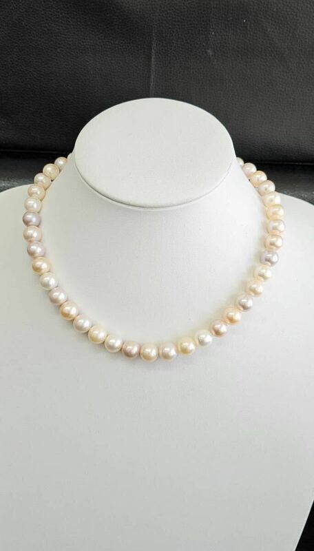 アコヤ真珠 9.5mm(~)10mm pearl necklace ピンク/ホワイト/クリーム/グラデーションカラー 42cm SILVER ネックレス アクセサリー