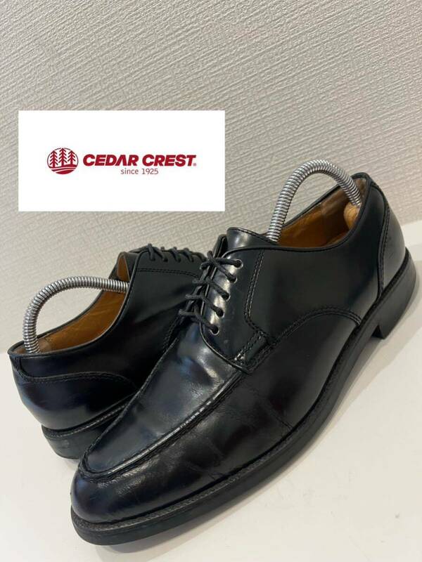 ★CEDAR CREST★セダークレスト★本革★Uチップ★ビジネスシューズ★ドレスシューズ★外羽根★レザーシューズ★革靴★ブラック★黒★25.5cm