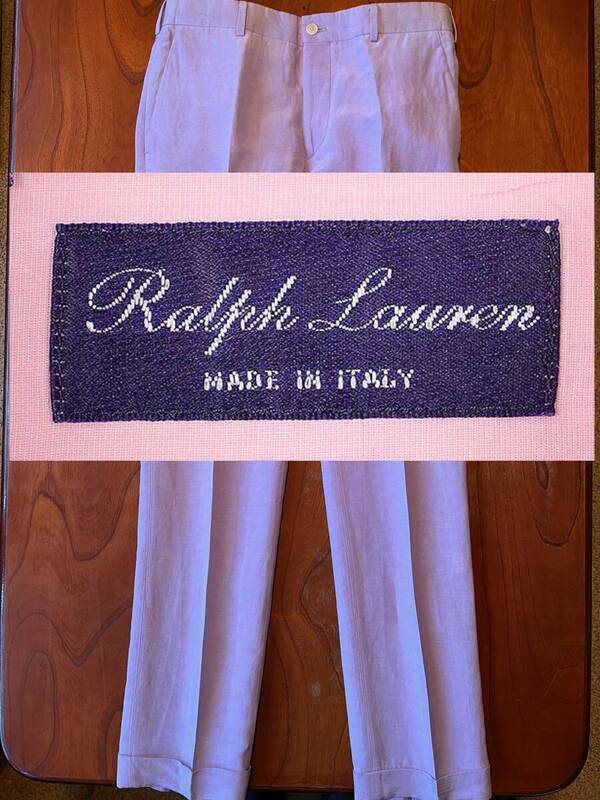 【超レア!!コレクションサンプル ラルフローレン パープルレーベル】RALPH LAUREN PURPLE LABEL リネンパンツ 32 ラベンダー PT01 INCOTEX