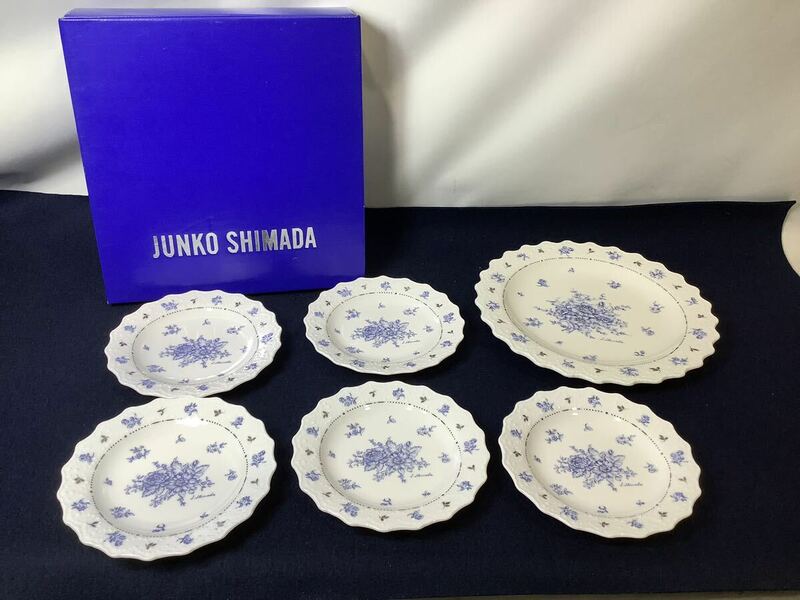 JUNKO SHIMADA シマダジュンコ パーティセットお皿 6枚セット デザートプレート ケーキ皿 花柄 三郷陶器 洋食器 現状品　YA050106