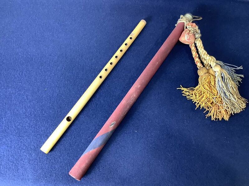 竹製 笛 和楽器 在銘なし 全長37㎝ 詳細不明 篠笛 横笛 お祭り 楽器 動作未確認 ジャンク品 MI050405
