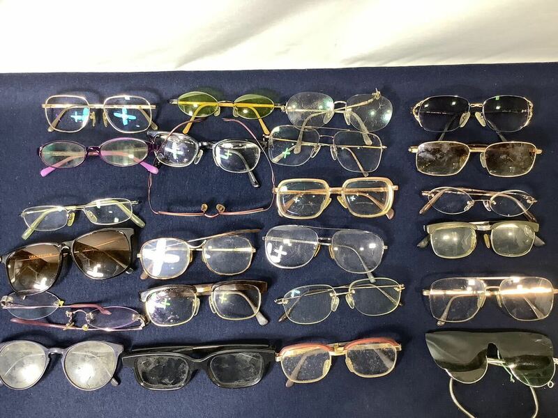 メガネ サングラス まとめ 大量 24本 眼鏡 老眼鏡　KIMIJIMA PUMA TED LAPIDUS フレーム メガネ ジャンク品 MI051706