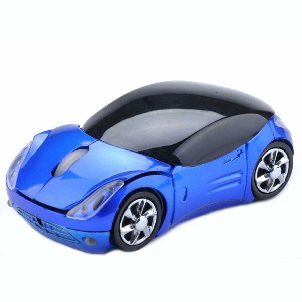 【VAPS_1】車デザイン USB ワイヤレス 光学マウス 《ブルー》 送込