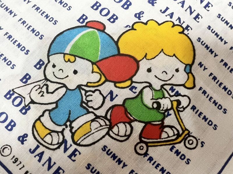 昭和レトロ ハンカチ BOB&JANE sunny friends 1977年製 キャラクター 年代物 新品 未使用