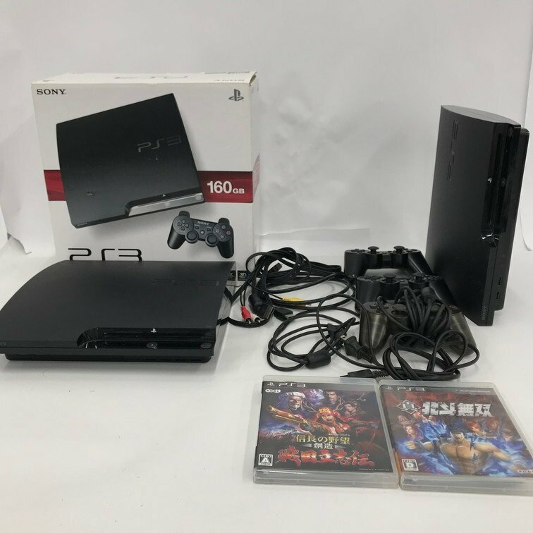 PlayStation3 本体 CACH-2500A / CECH-2000A / コントローラ×3 / ソフト×2 おまとめセット 未初期化ジャンク品【CEAL9038】