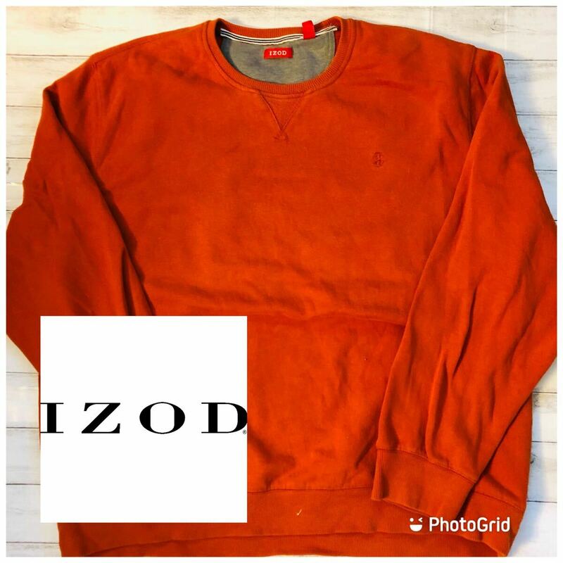 ビッグサイズ　アイゾット　IZOD XXL 裏起毛　ワンポイント刺繍　スウェット　トレーナー　ダークオレンジ