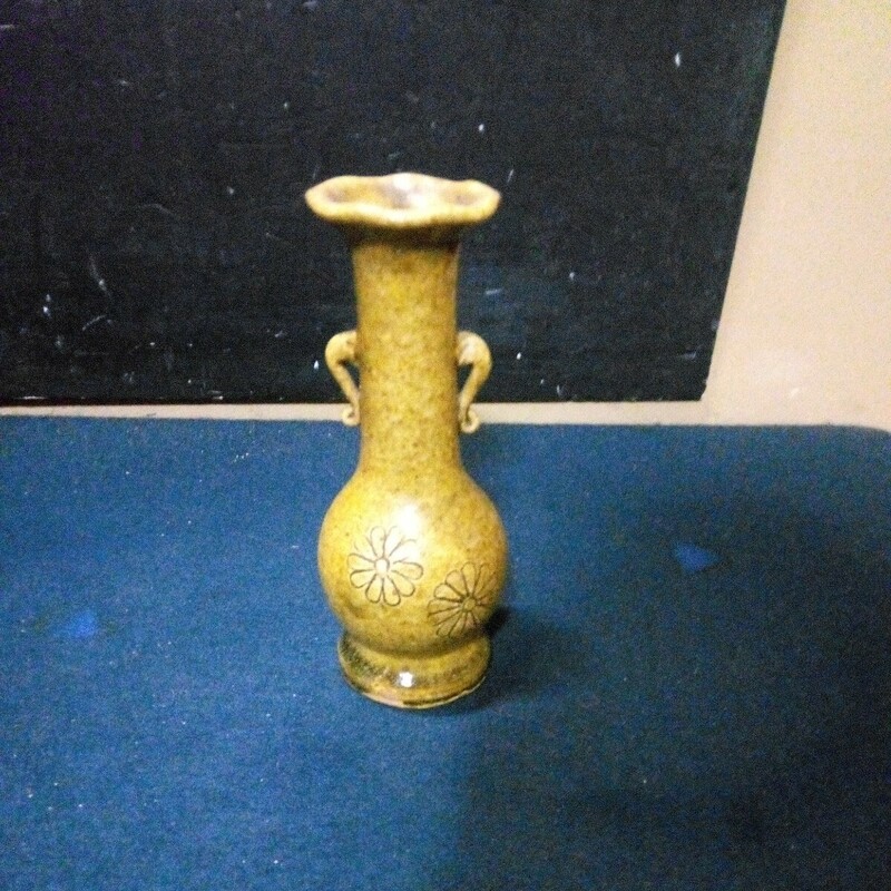 陶器 花器 花瓶 一輪挿し インテリア オブジェ 口径約7cm 高さ約21cm 年代不明 窯元不明
