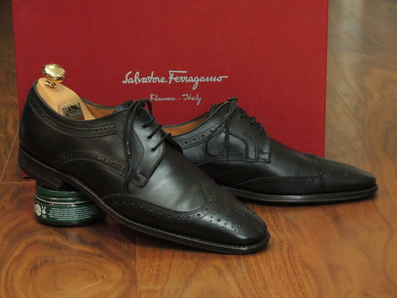 ★美品　20万円　Salvatore Ferragamo　フェラガモの最上位ブランド トラメッザ 　6.5 EE　 TRAMEZZA ロブ・グリーン同等評価を誇る品質